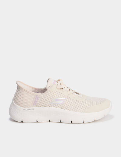 Baskets running lacets élastiqués sable femme