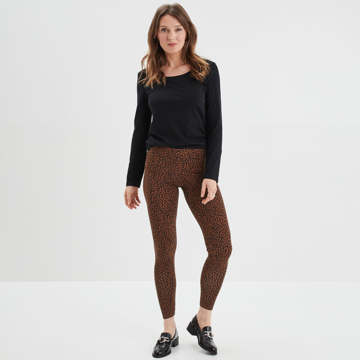 Legging taille haute marron femme