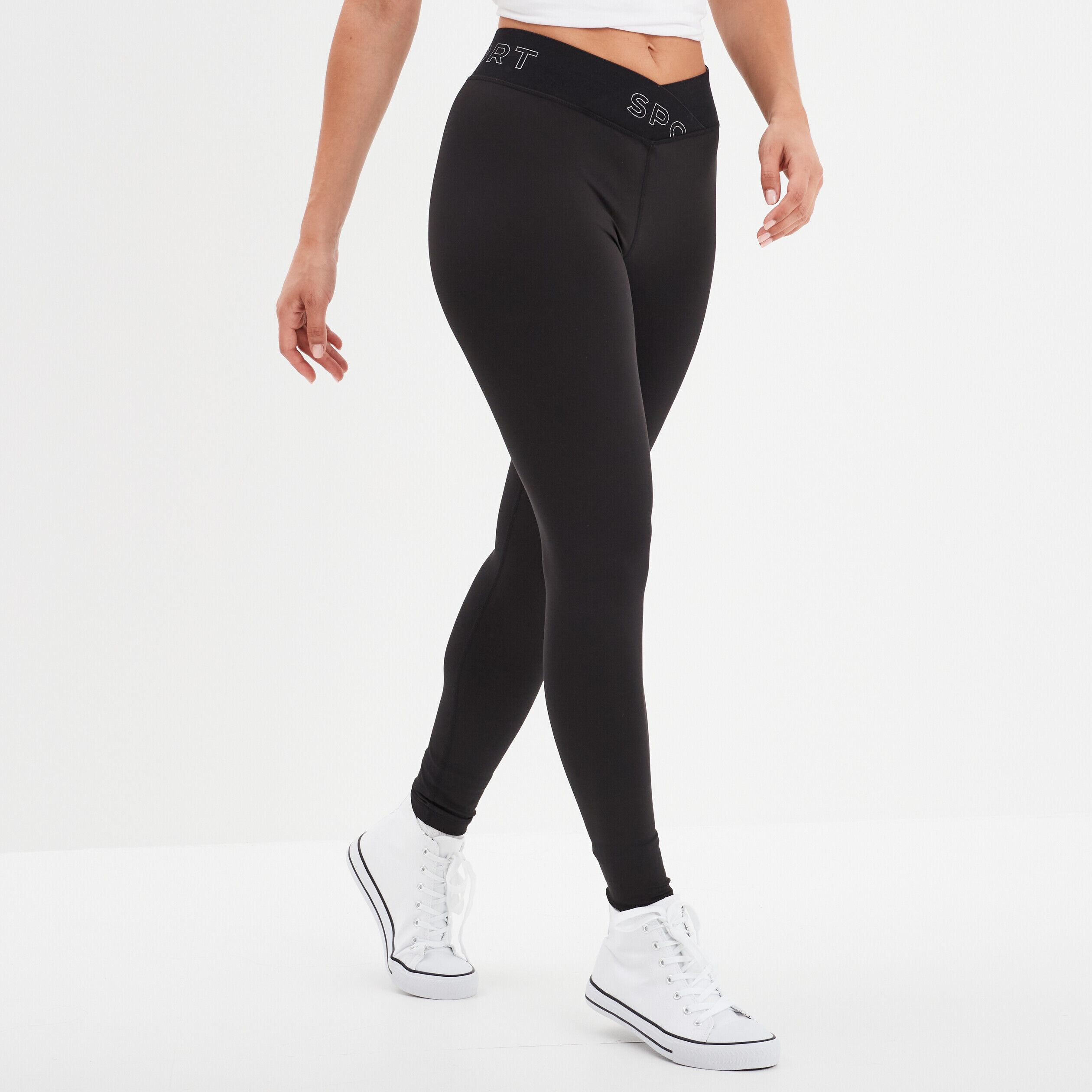 Legging stretch taille élastiquée noir femme LH