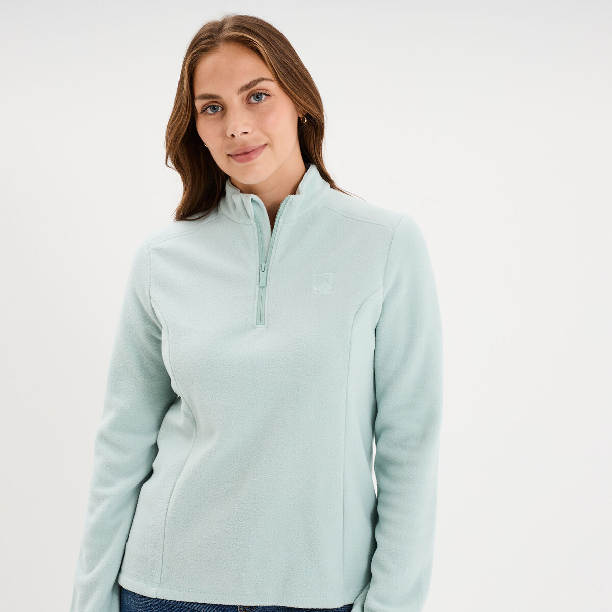 Sweat polaire col camionneur bleu gris femme