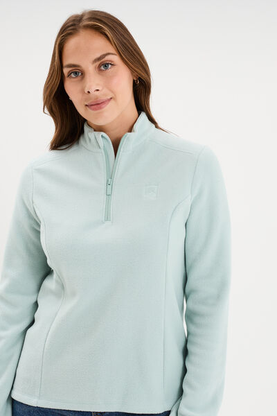 Sweat polaire col camionneur bleu gris femme