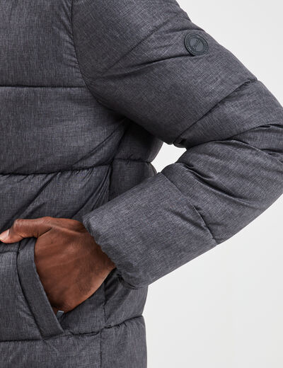 Doudoune doublée zippée à capuche gris foncé homme