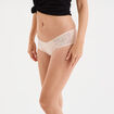 Shorty en coton avec dentelle rose poudr&eacute;e femme