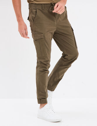 Pantalon cargo slim vert kaki homme