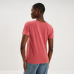 T-shirt ajust&eacute; manches courtes coton vieux rose femme