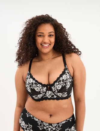 Soutien-gorge embo&icirc;tant dentelle noir femme grande taille