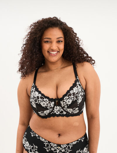 Soutien-gorge embo&icirc;tant dentelle noir femme grande taille