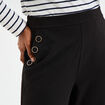 Pantalon droit &agrave; pont taille &eacute;lastiqu&eacute;e noir femme