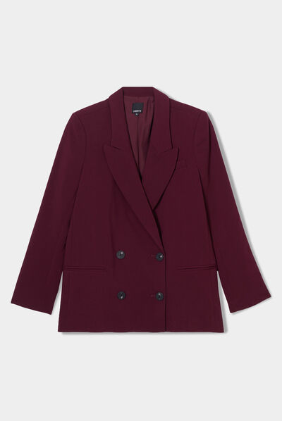 Veste blazer double boutonnage Liberto prune femme