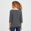 T-shirt manches 3/4 col bateau coton blanc femme