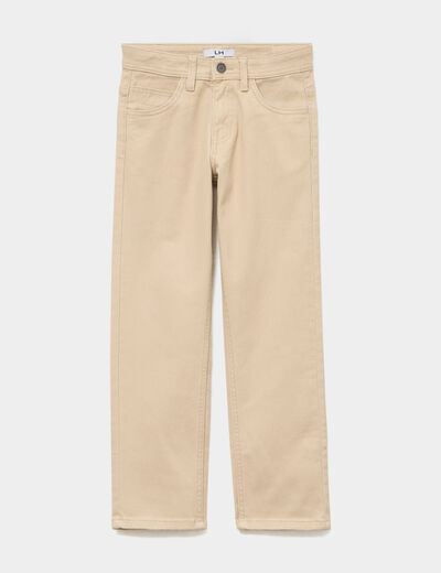 Pantalon regular coton majoritaire beige gar&ccedil;on