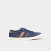Tennis basses en toile effet denim bleu marine homme