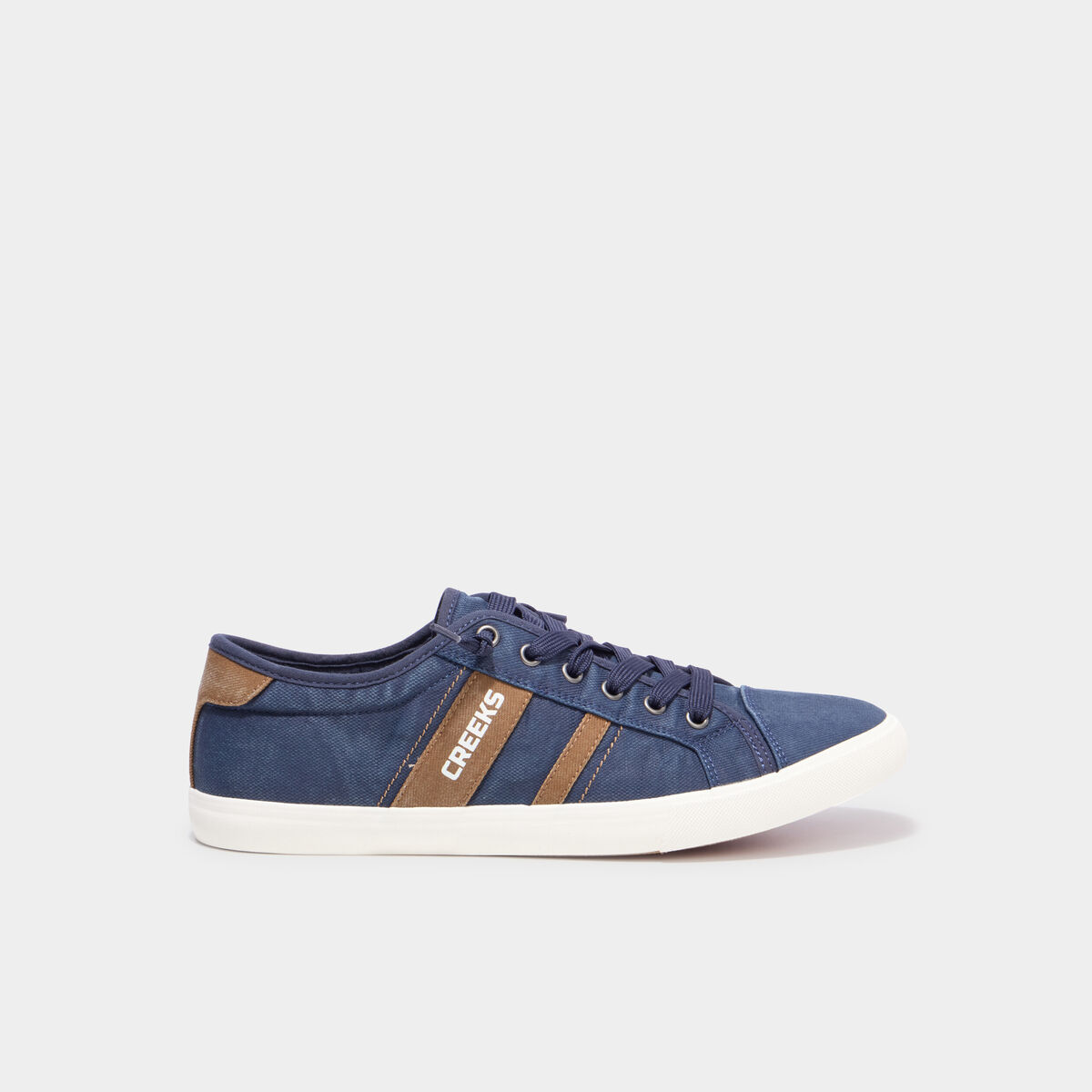 Tennis basses en toile effet denim bleu marine homme