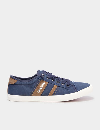 Tennis basses en toile effet denim bleu marine homme