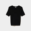 Pull manches courtes col rond noir femme