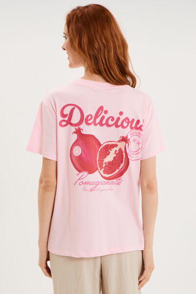 T-shirt col rond coton Smiley World rose femme