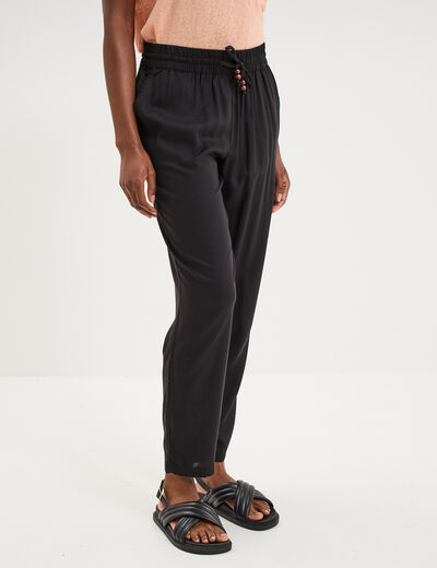 Pantalon D'Été Modal Léger Femme - Pantalon Long Taille Élastique Jambe Large Décontracté Doux