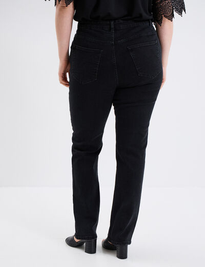 Jeans straight taille haute Modavista denim noir femme grande taille