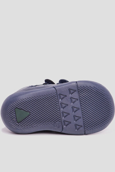 Bottillons en cuir Wakalla bleu marine bébé fille