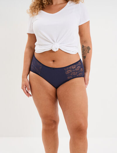 Shorty en coton bleu marine femme grande taille