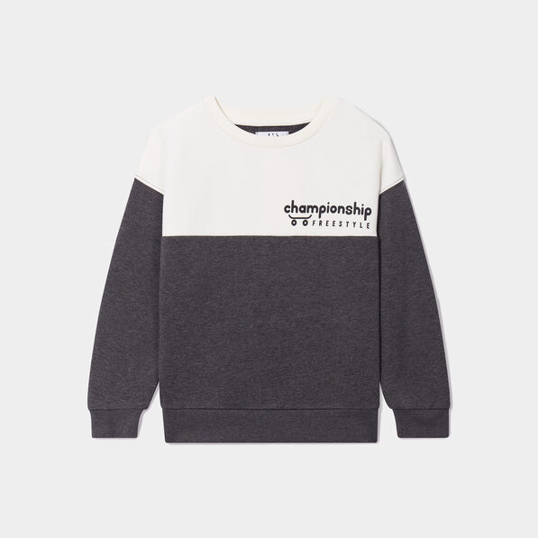 sweat col rond manches longues coton gris fonce garcon Sweat col rond manches longues coton gris foncé garçon