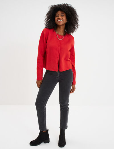 Gilet boutonné manches longues Creeks rouge femme