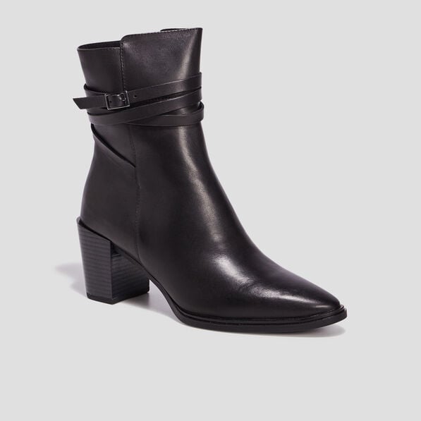 bottines a talons en cuir noir femme Bottines à talons en cuir noir femme