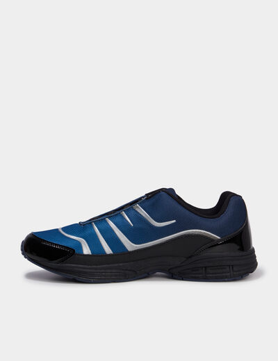 Baskets plates running &eacute;lastiqu&eacute;es bleu homme