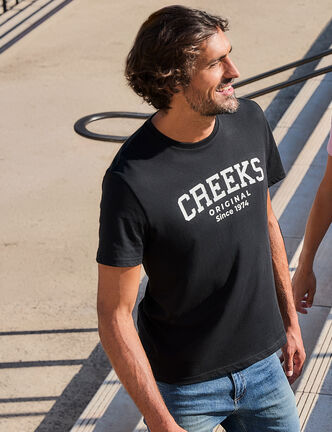 T-shirt manches courtes coton Creeks noir homme