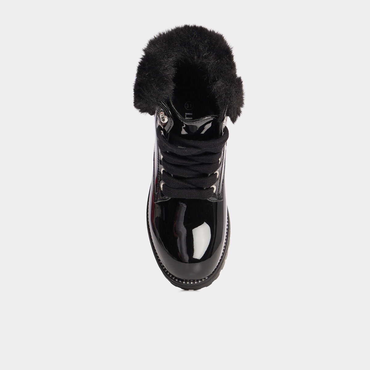 Bottines vernies bords fourrés noir fille