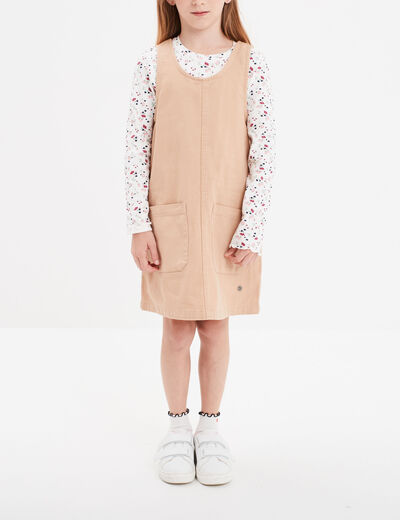 Ensemble 2 pièces robe et t-shirt coton sable fille