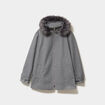 Manteau zipp&eacute; &agrave; capuche fausse fourrure gris femme grande taille