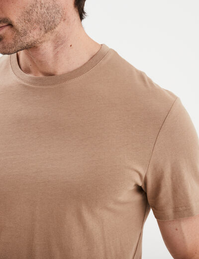 T-shirt en coton manches courtes taupe homme
