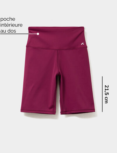 Short cycliste de sport taille haute violet fonc&eacute; femme