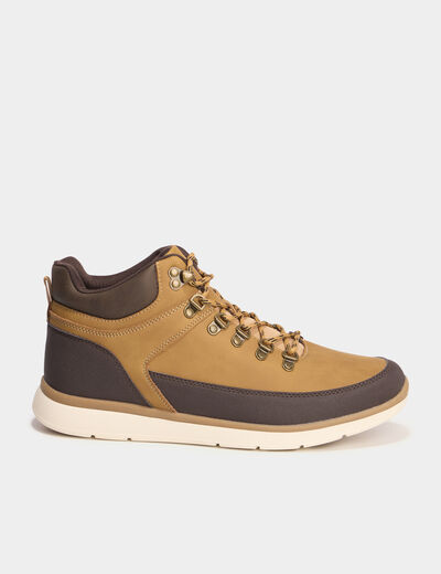Bottines montantes &agrave; lacets marron clair homme