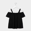 T-shirt manches courtes col bardot noir fille