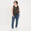 Débardeur col rond en dentelle noir femme grande taille