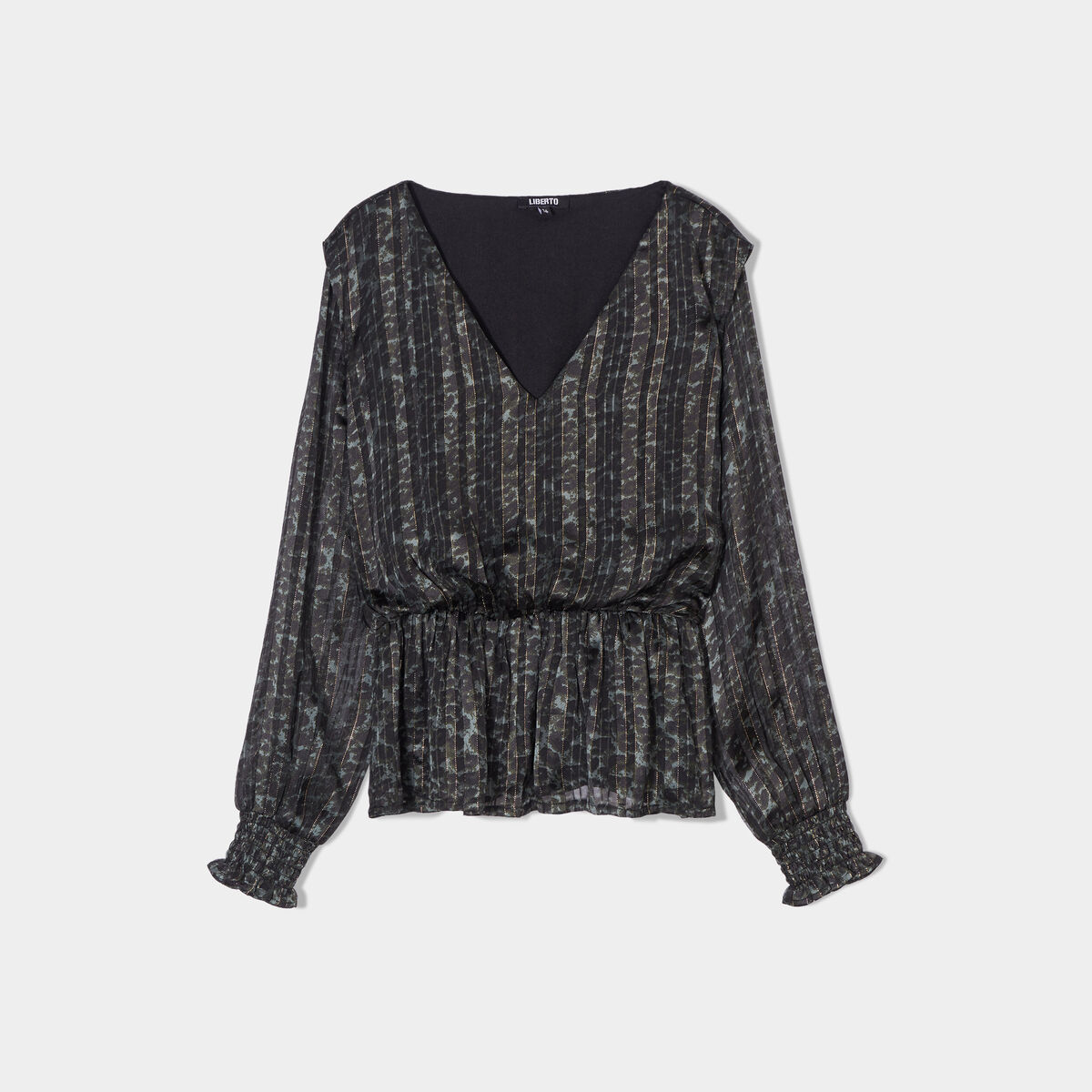 Blouse cintrée col en V Liberto vert kaki femme