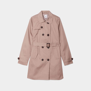 Trench mi-long ceinturé ajusté marron femme