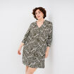 Robe courte ample col en V vert kaki femme grande taille