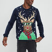 Pull de Noël avec col rond bleu marine homme