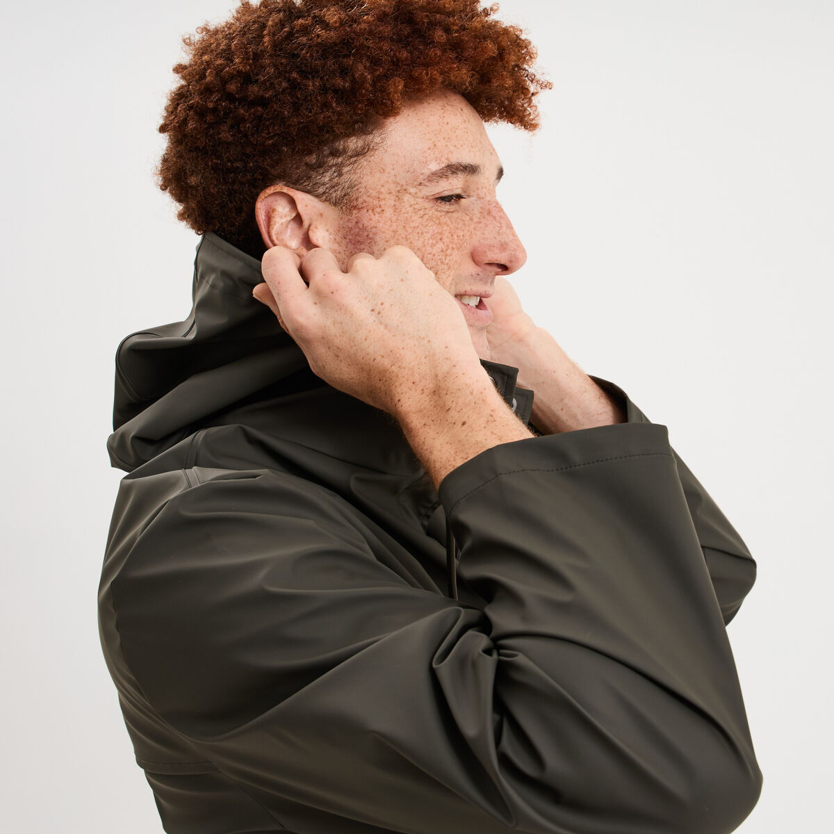 Parka imperm&eacute;able coupe-vent &agrave; capuche vert kaki homme