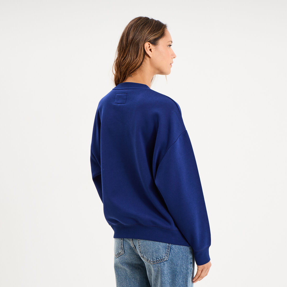 Sweat col rond manches longues bleu fonc&eacute; femme