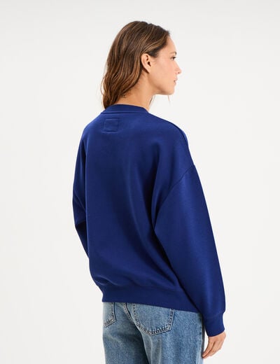 Sweat col rond manches longues bleu fonc&eacute; femme