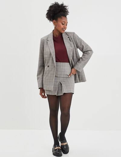 Jupe droite plis à ponts beige femme