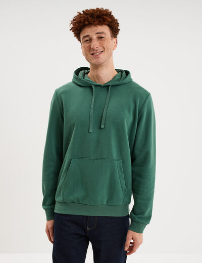 Sweat molleton &agrave; capuche hoodie vert menthe homme
