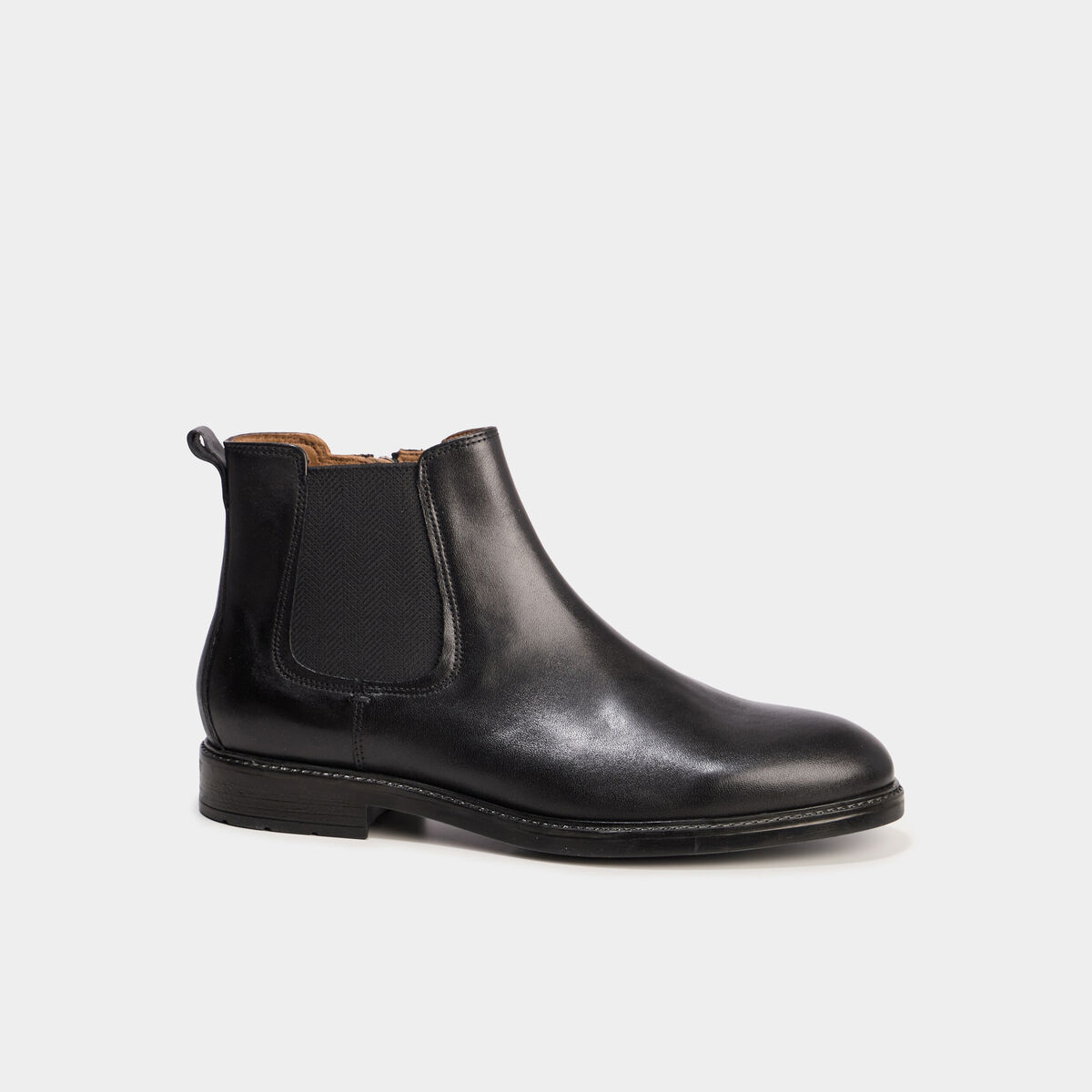 Bottines zipp&eacute;es en cuir noir homme