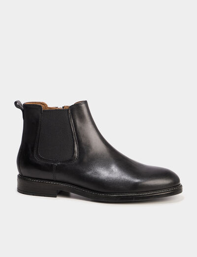 Bottines zipp&eacute;es en cuir noir homme