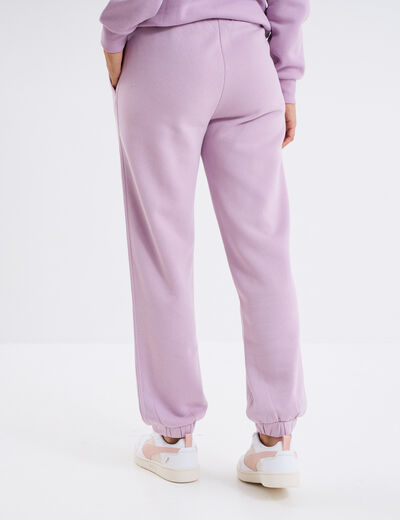 Pantalon jogging droit molleton violet clair femme