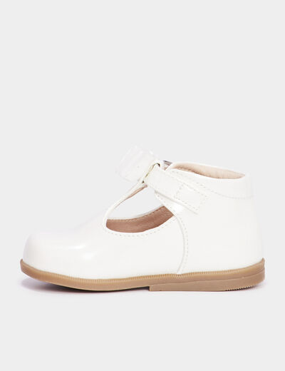 Babies c&eacute;r&eacute;monie vernies avec noeuds blanc b&eacute;b&eacute; fille